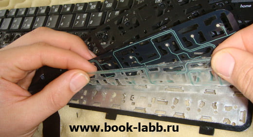 ремонт клавиатуры ноутбука, восстановление токоведущих дорожек
